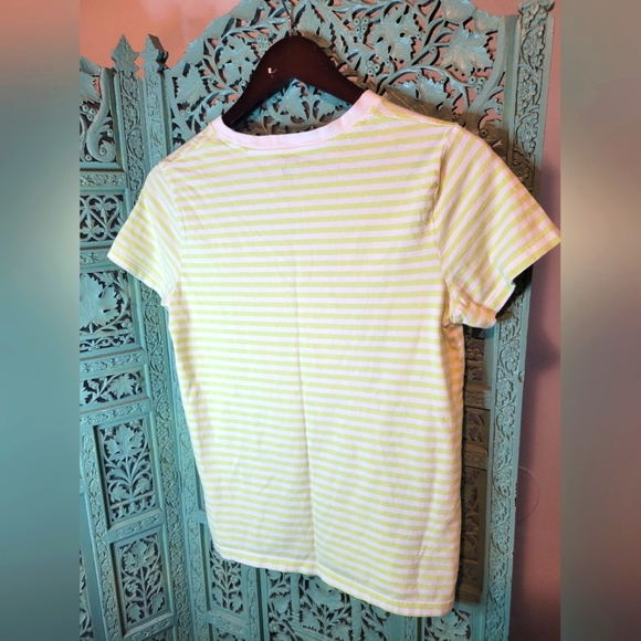Levi | Perfect Crew Striped Tee | Lime Green & Cream Striped | Size Small - Picture 2 of 9